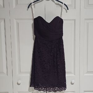 ✨ David’s Bridal Purple Lace Strapless Dress | Size 2 | Bridesmaid / Formal Dres